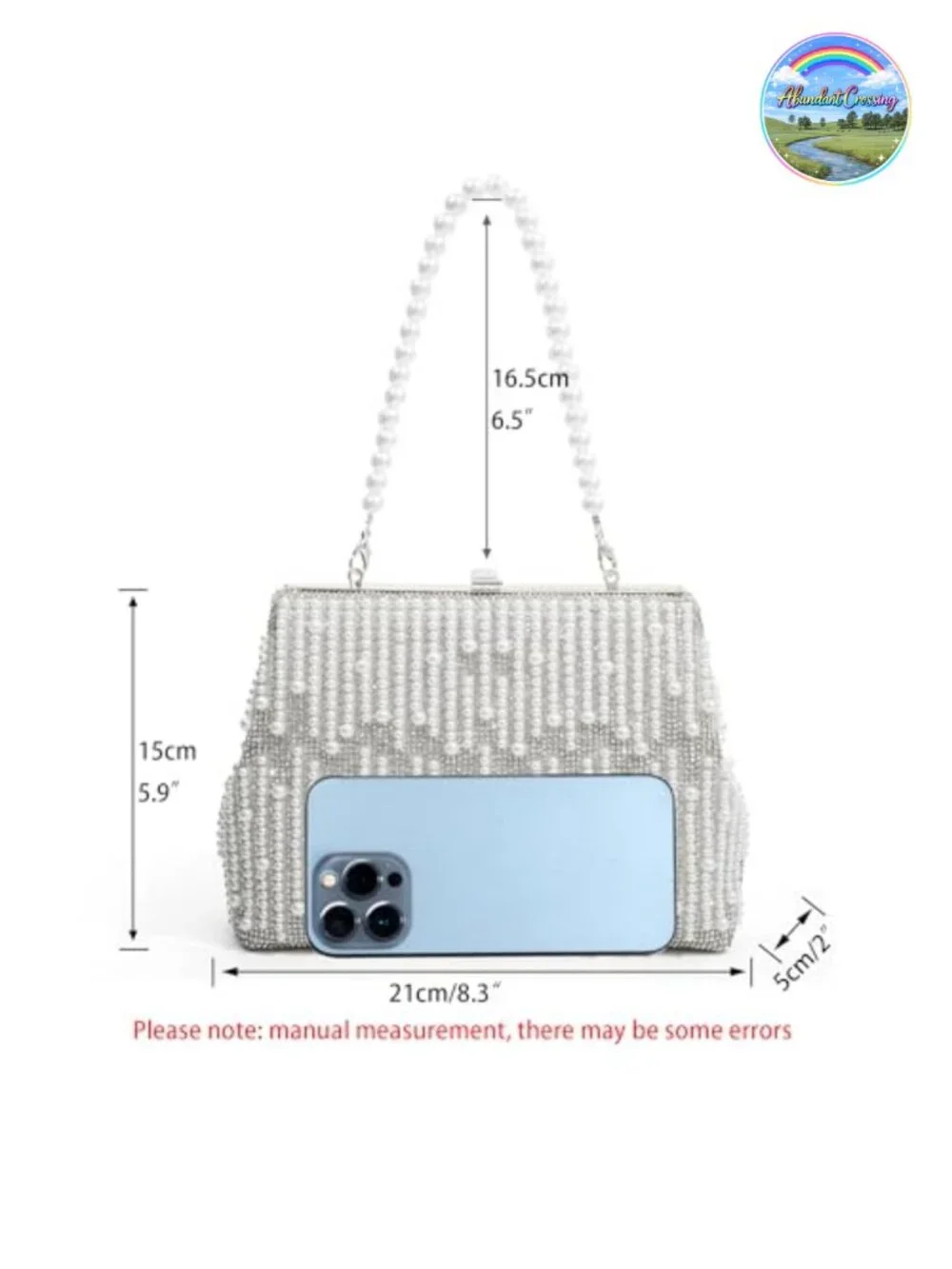 Rhinestone Evening Bag Clutch Purse Pearl Crystal Bridal Wedding Party